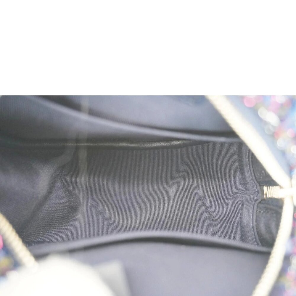 Chanel  Round Tweed Chain Clutch Crossbody Bag Blue - Picture 11 of 13